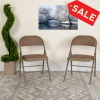Flash Furniture 2-HA-F003D-BGE-GG 2 Pk. HERCULES Series Double Braced Beige Vinyl Folding Chair